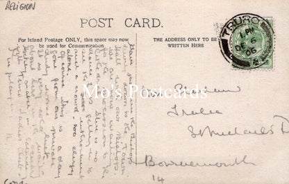 Vintage postcard with text and a stamp, featuring the Mots Postcards watermark.