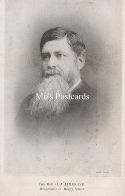 Vintage black and white portrait of a man with 'Mo's Postcards' branding.