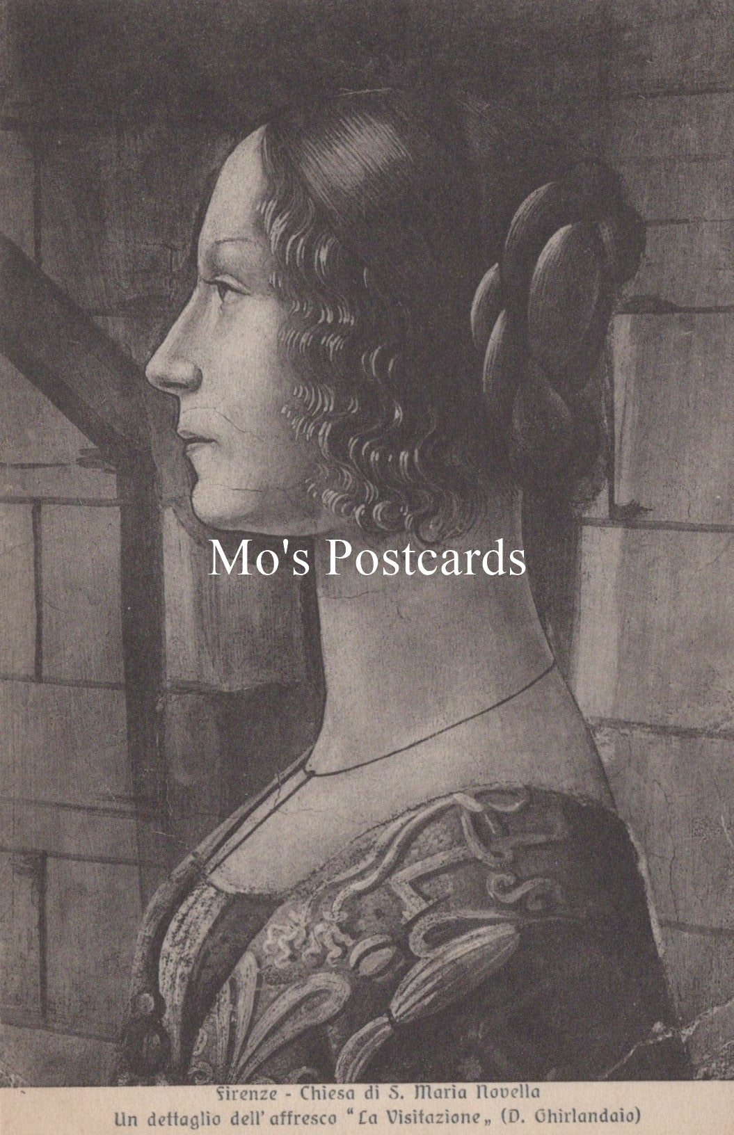 Black and white portrait of a woman with 'Mo's Postcards' text overlay