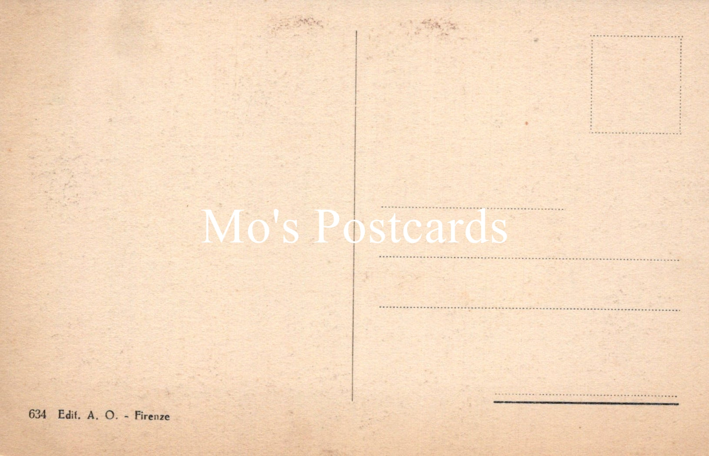 Beige postcard with 'Mo's Postcards' text on a plain background
