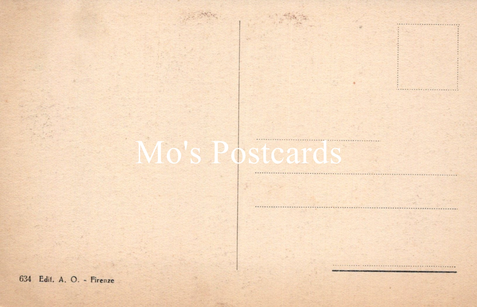 Beige postcard with 'Mo's Postcards' text on a plain background