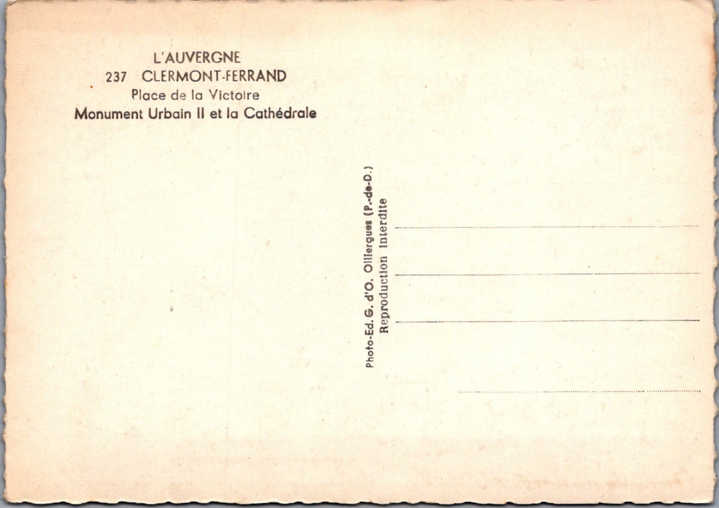 France Postcard - Clermont-Ferrand, Place De La Victoire  SW17057