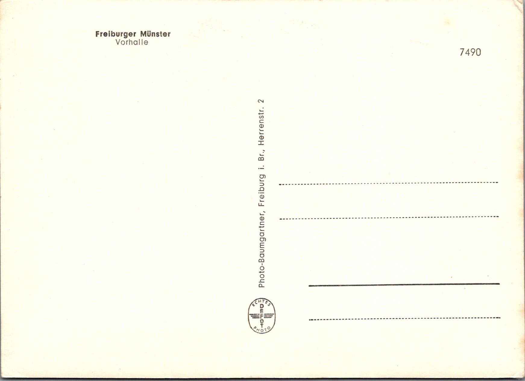 Germany Postcard - Freiburger Munster, Vorhalle  SW17061