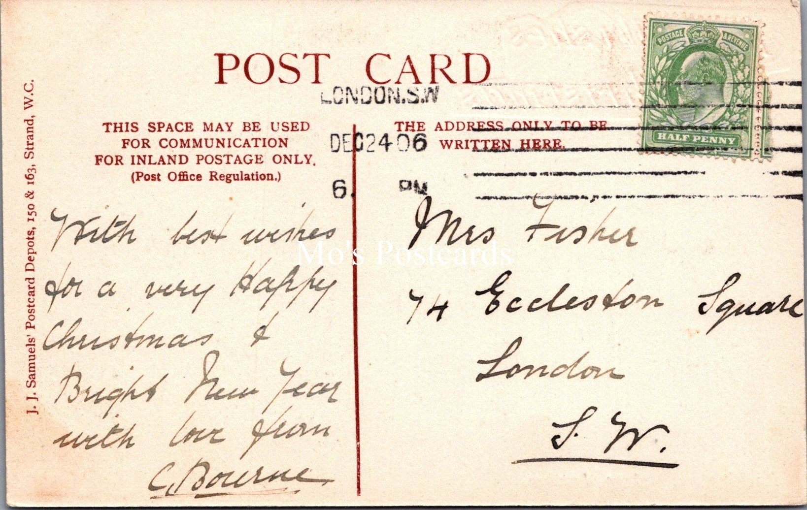 London Postcard - Buckingham Palace, Best Wishes For Christmas  SW17374