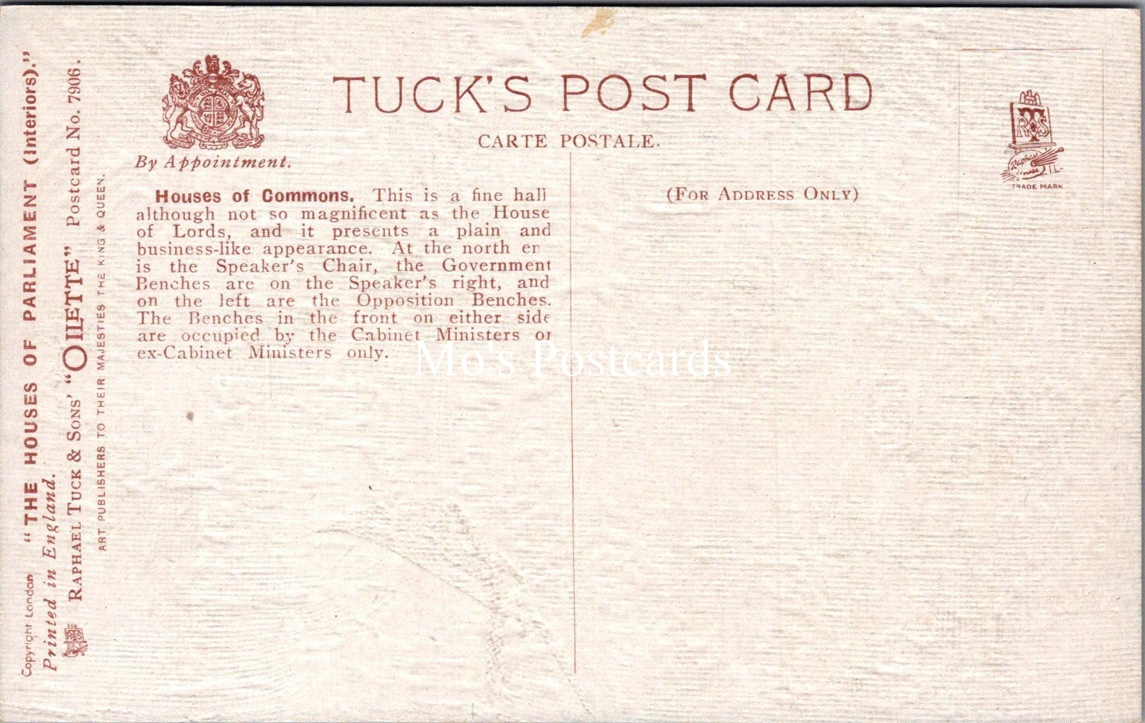 London Postcard - Politics, The House of Commons  SX94