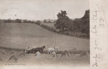Load image into Gallery viewer, Vintage photograph of an English farm team with horses plowing a field.
