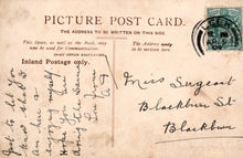 Load image into Gallery viewer, Vintage postcard with handwritten text and a stamp, featuring &#39;Inland Postage only&#39; and &#39;Picture Post Card&#39; text.
