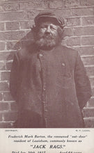 Load image into Gallery viewer, Black and white photograph of a man named Jack Rags against a brick wall, with text at the bottom.
