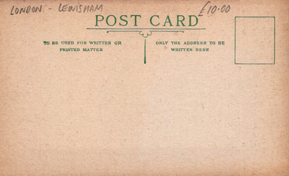 Vintage-style postcard with text and a price tag on a brown background