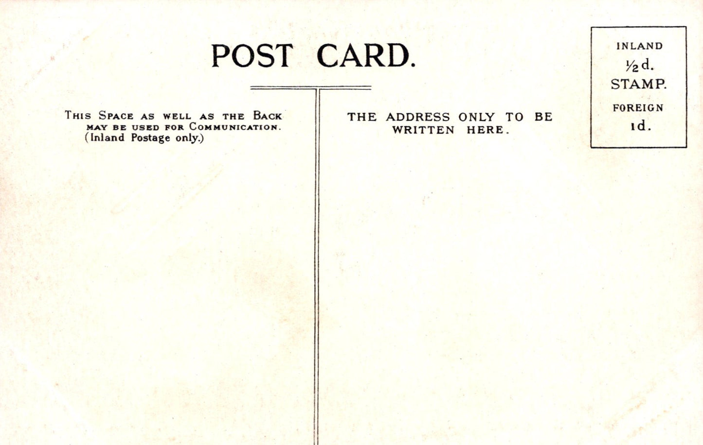 Vintage postcard with text and postage rate information on a white background
