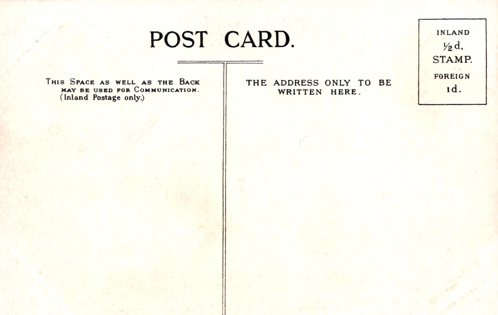Vintage postcard with text and postage rate information on a white background