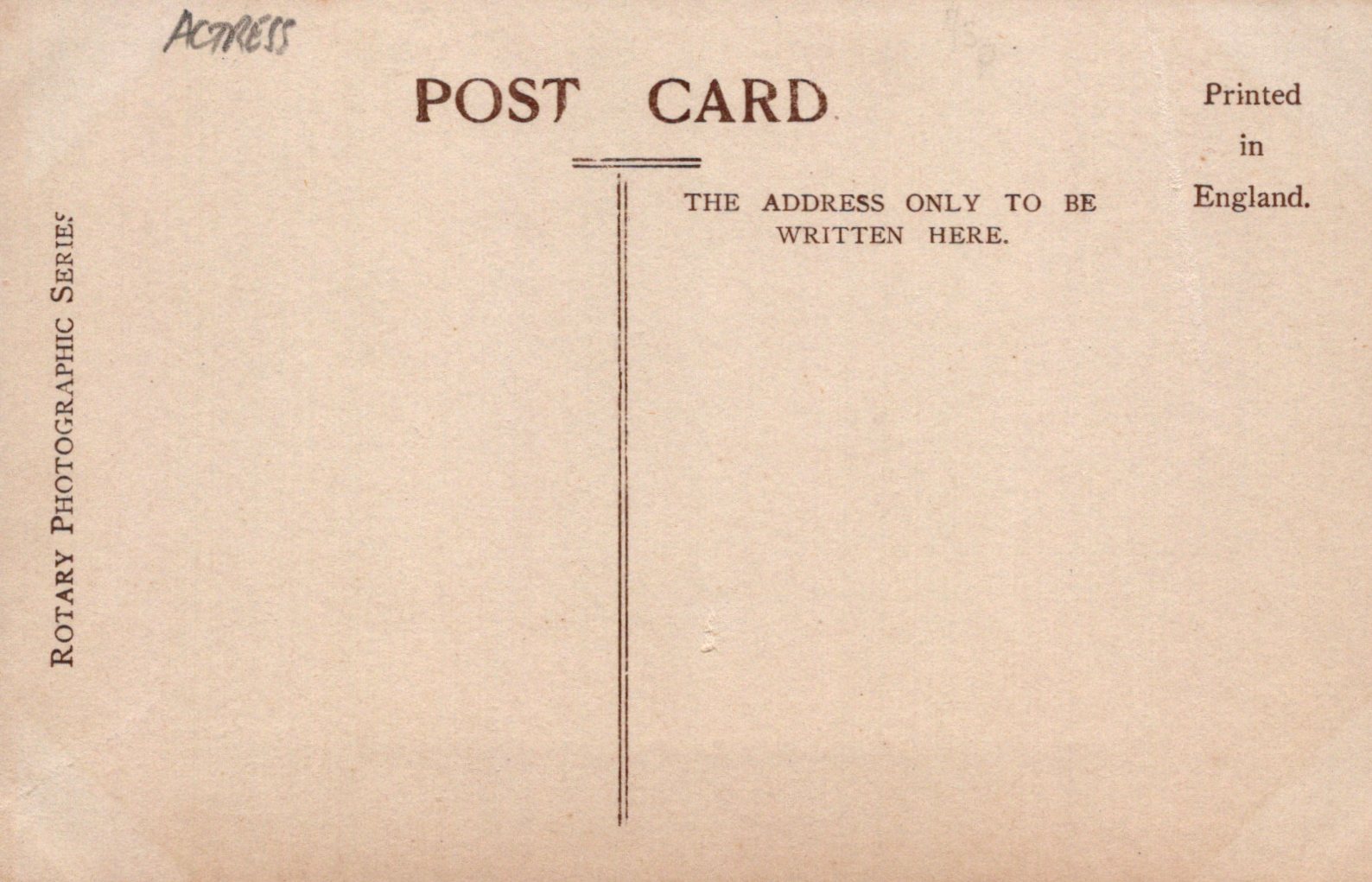 Vintage-style postcard with text and a line for address on a brown background