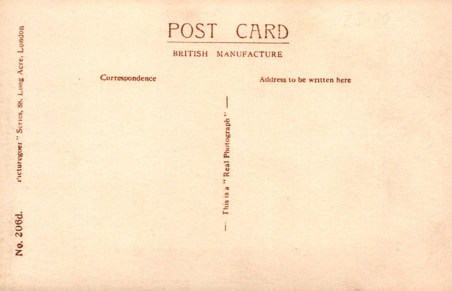 Vintage postcard with text fields for correspondence and address on a beige background