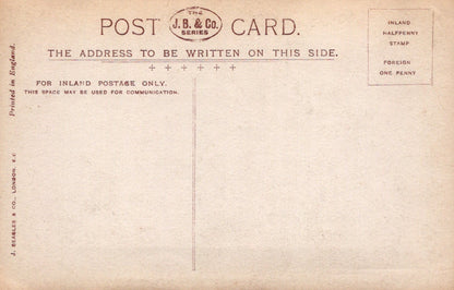 Vintage postcard back with text and branding