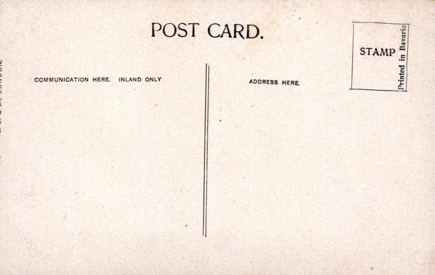 Vintage postcard with text fields for communication, address, and stamp area.