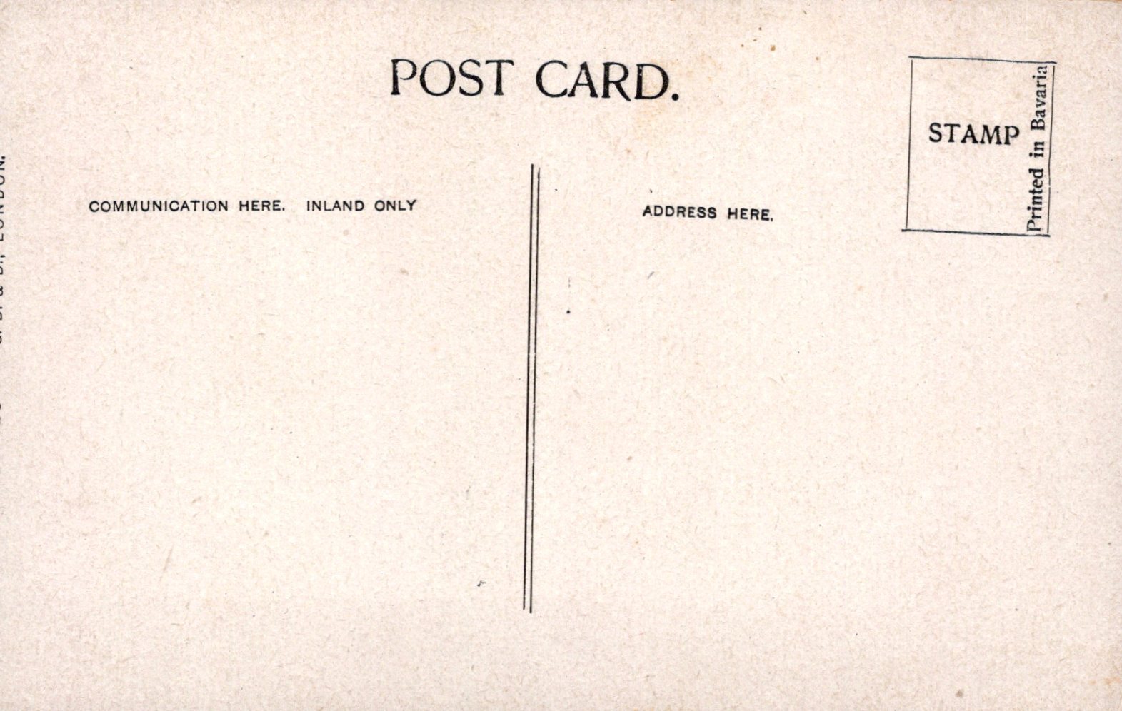 Vintage postcard with text fields for communication, address, and stamp area.