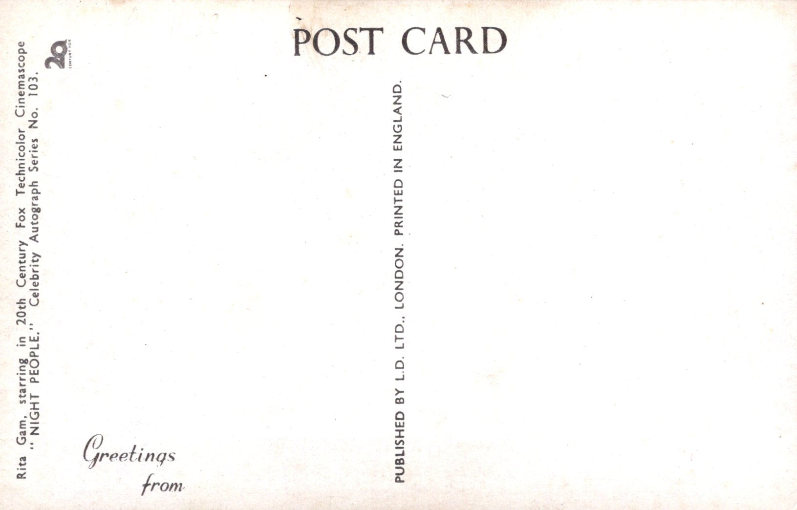 Back of a postcard with text and a light background
