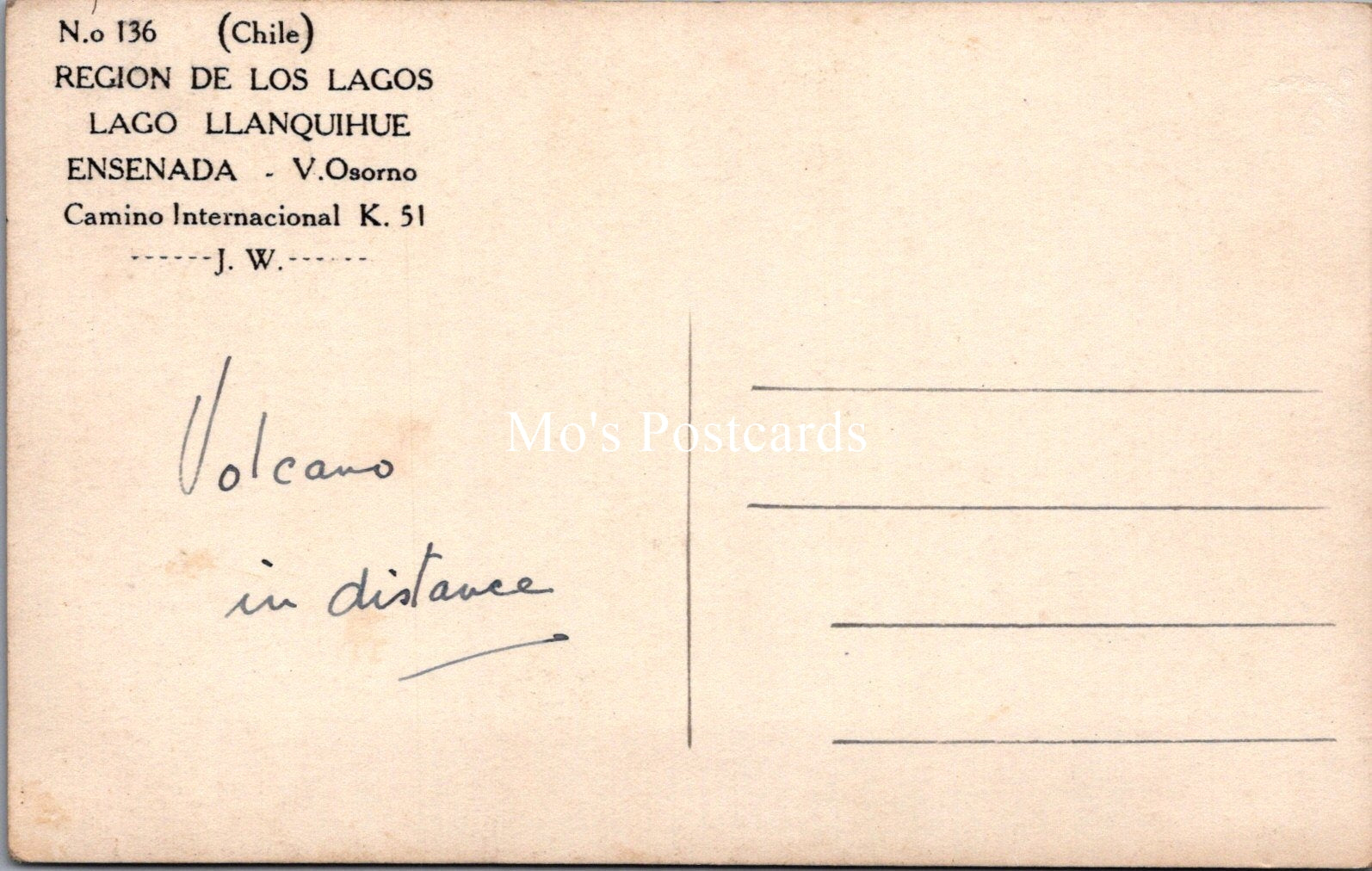 Chile Postcard - Volcano, Region De Los Lagos  SW17787