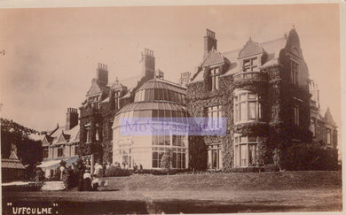 Vintage photograph of a large mansion with a glass conservatory, labeled 'Uffculme'.