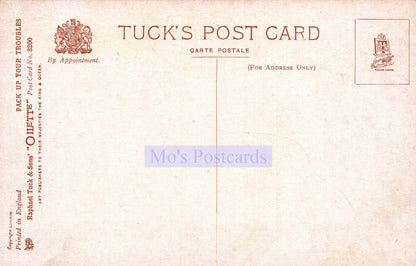 Back of a Tuck's postcard with branding and text