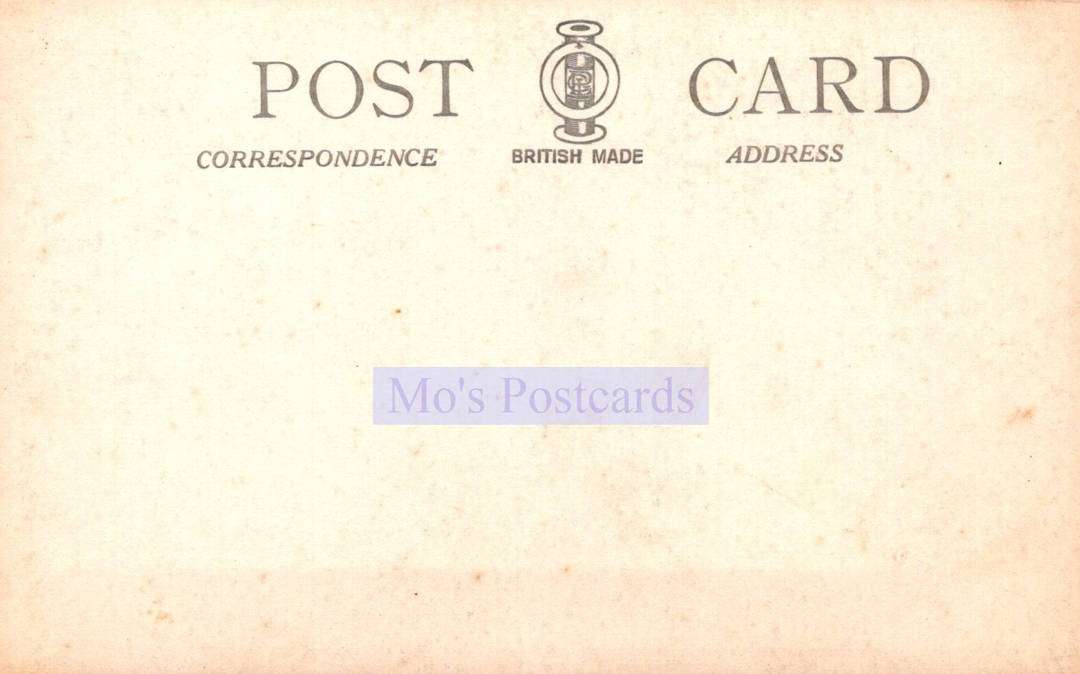 Vintage-style postcard with 'Mo's Postcards' branding on a beige background