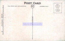 Load image into Gallery viewer, Back of a vintage postcard with postal markings and &#39;Mo&#39;s Postcards&#39; branding.
