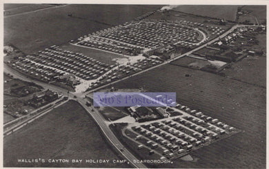 Aerial view of Wallis's Cayton Bay Holiday Camp in Scarborough, featuring rows of holiday cottages.