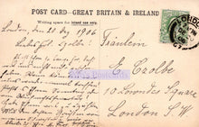 Load image into Gallery viewer, Vintage postcard from Great Britain &amp; Ireland with handwritten text and postage stamp.
