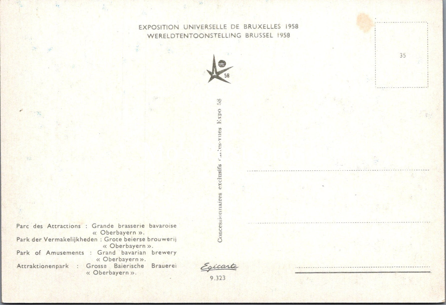 Belgium Postcard - Brussels, Park of Amusements, Grand Bavarian Brewery SX261