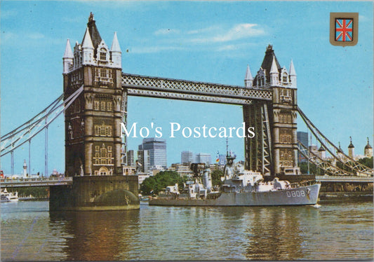 London Postcard - Destroyer Passing Under Tower Bridge SX304