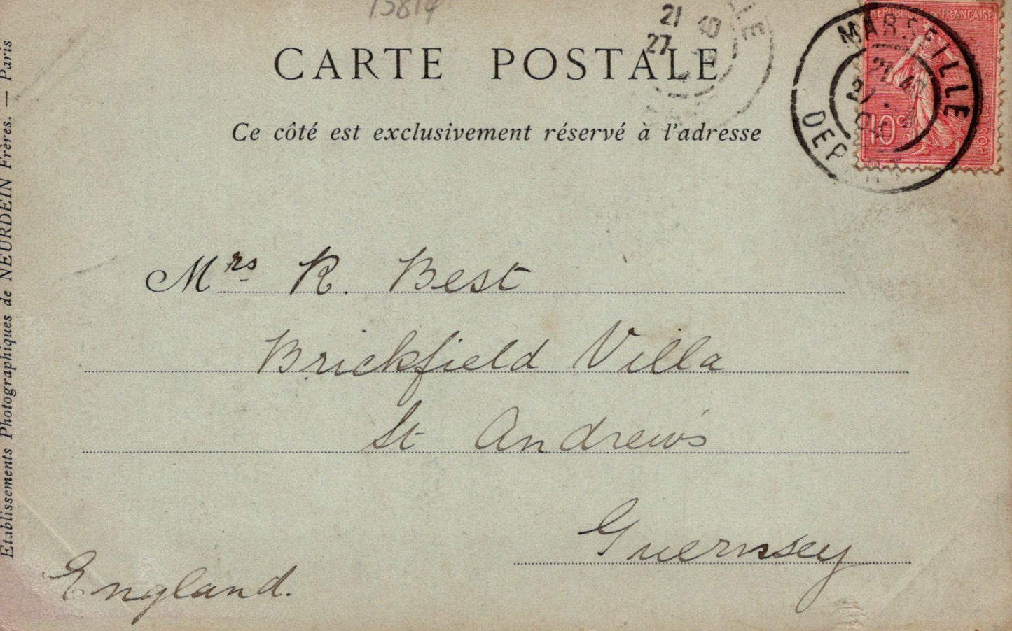 France Postcard - Marseille, Interieur De La Cathedrale  SW20619