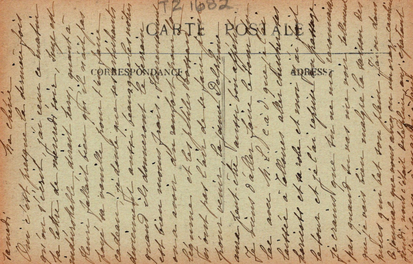 Vintage postcard with handwritten text and a rectangular area for address.
