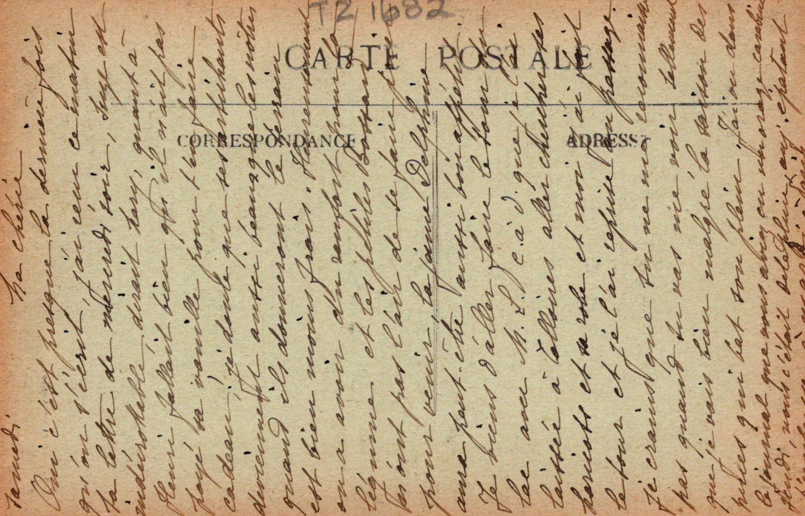 Vintage postcard with handwritten text and a rectangular area for address.
