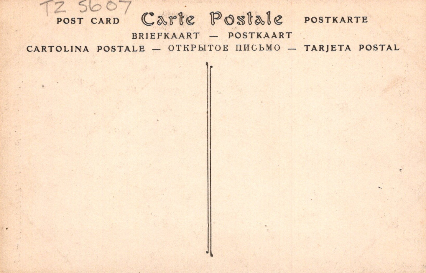 Vintage postcard with text in multiple languages on a beige background