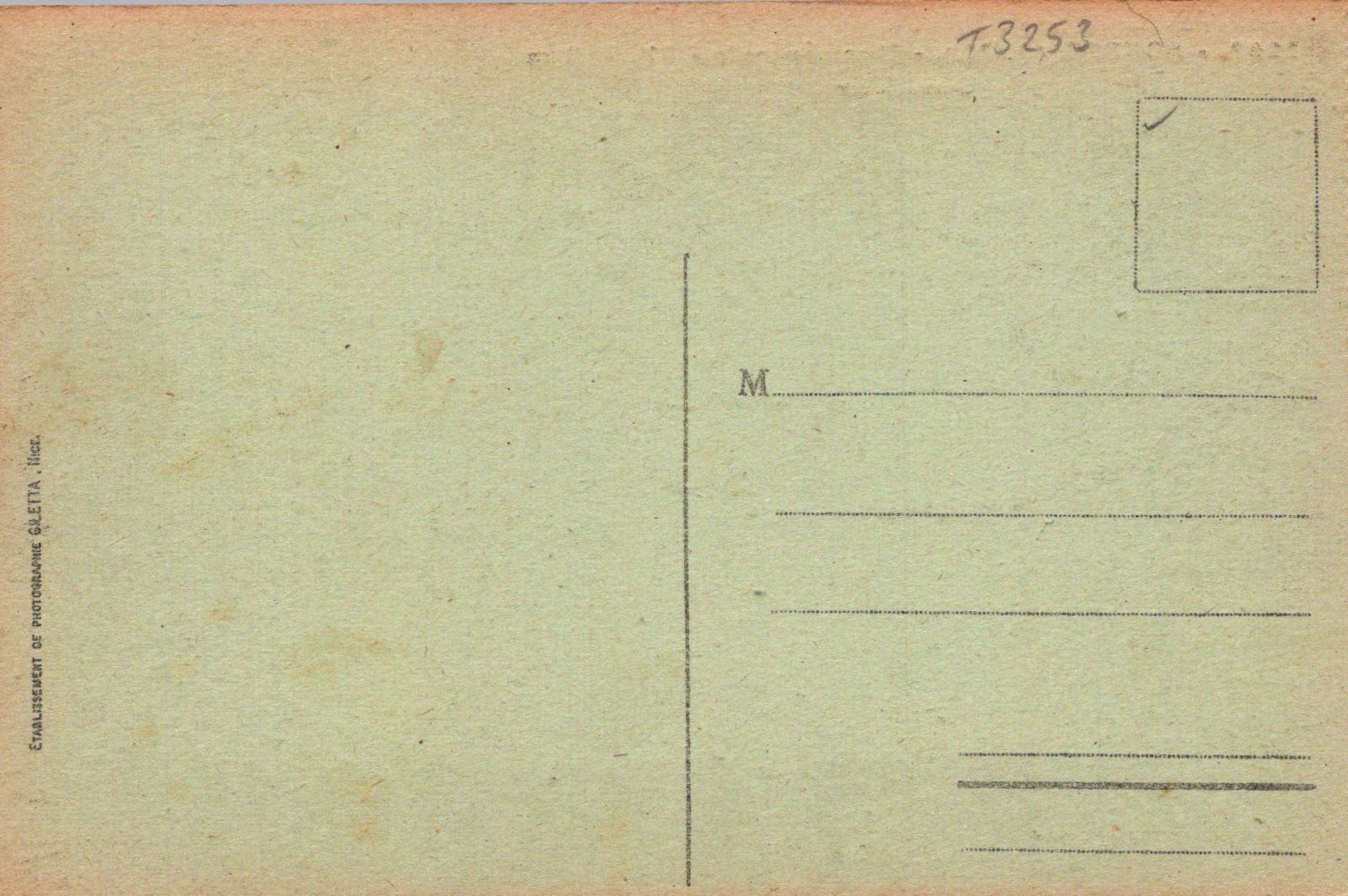 Vintage postcard with pre-printed address lines and a square stamp area.