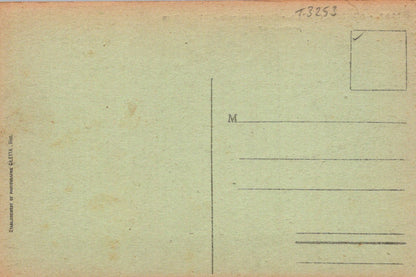 Vintage postcard with pre-printed address lines and a square stamp area.