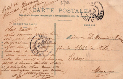 Vintage French postcard with stamps and handwritten text