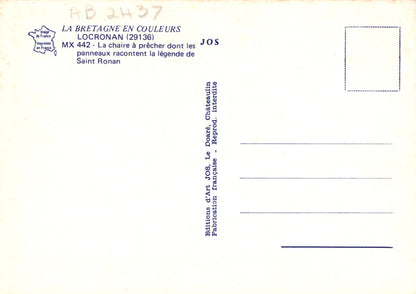 Back of a postcard with text and a small square area for writing, featuring the brand 'Jos'.