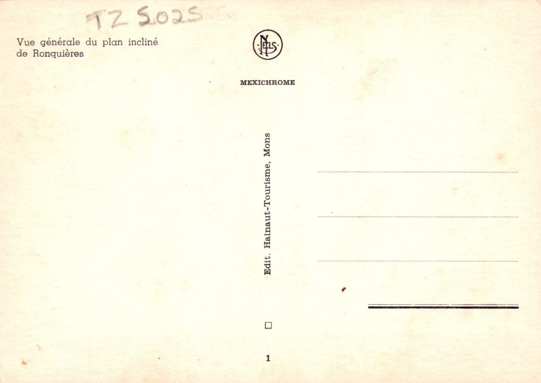 Vintage postcard with text and a logo on a beige background