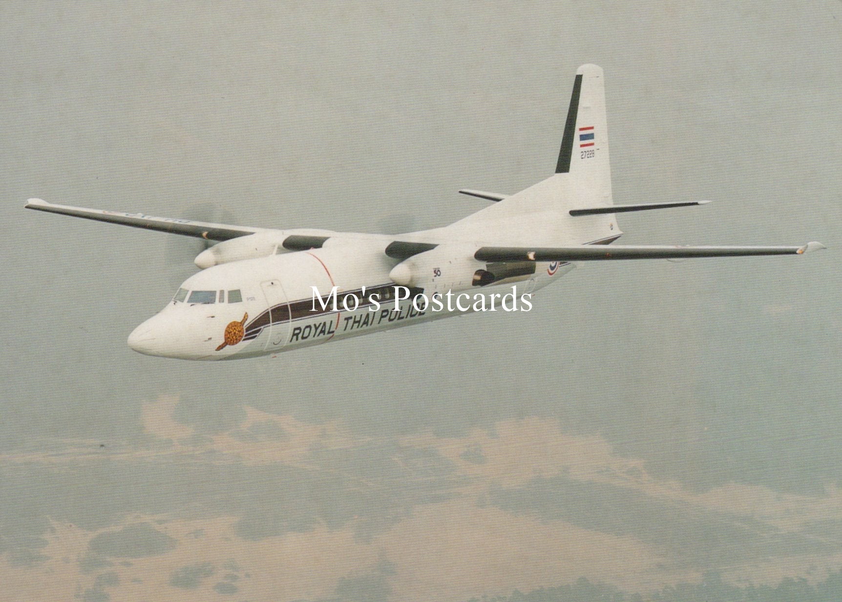 Civil Aviation Postcard - Royal Thai Police Fokker 50 Aeroplane  SW19011