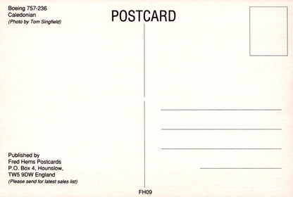 Civil Aviation Postcard - Caledonian Boeing 757-236 Aeroplane  SW19104