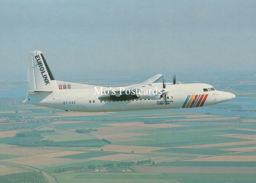 Civil Aviation Postcard - SAS Scandinavian Commuter Fokker 50 Aeroplane  SW19112