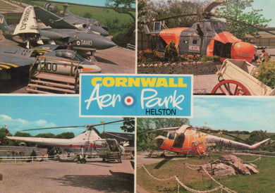 Collage of images from Cornwall Aeropark Helston featuring various aircraft and vehicles.