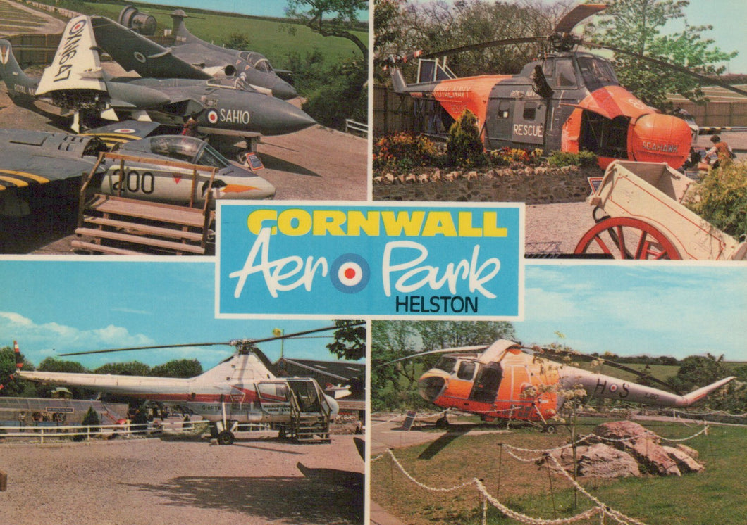 Collage of images from Cornwall Aeropark Helston featuring various aircraft and vehicles.