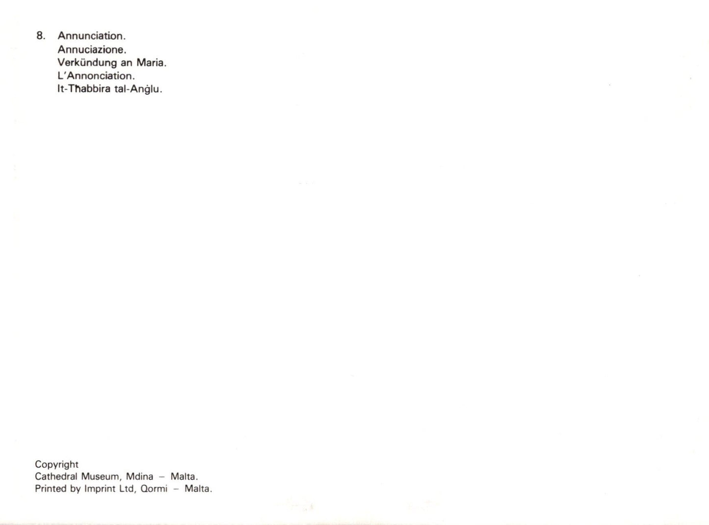 Text on a white background with 'Cathedral Museum, Mdina, Malta' at the bottom.