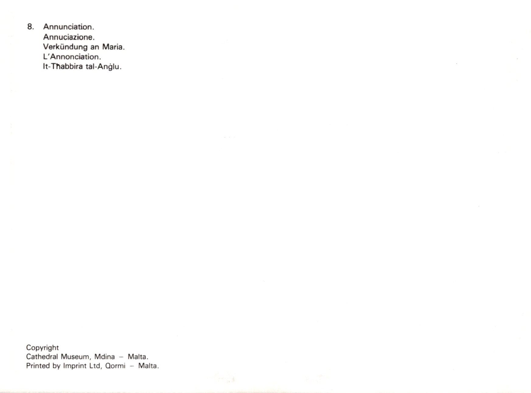 Text on a white background with 'Cathedral Museum, Mdina, Malta' at the bottom.