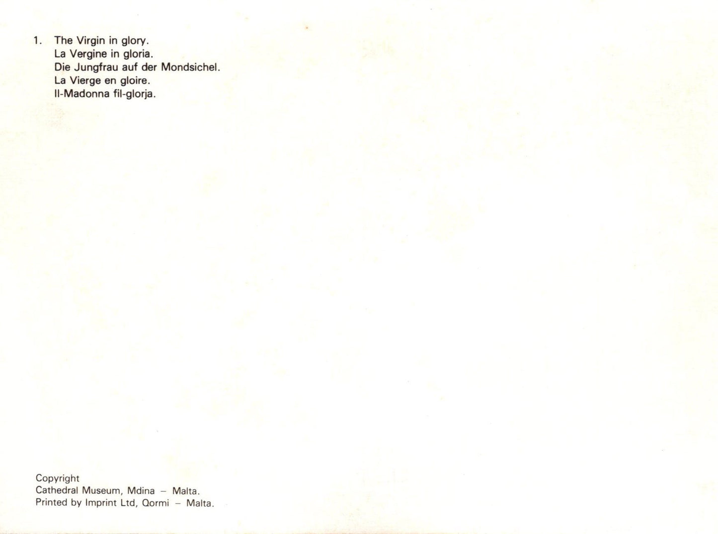 Text on a white background with 'Cathedral Museum, Mdina, Malta' at the bottom.