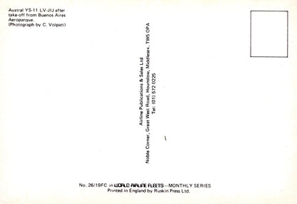 Back of a postcard with text and a small square on a white background