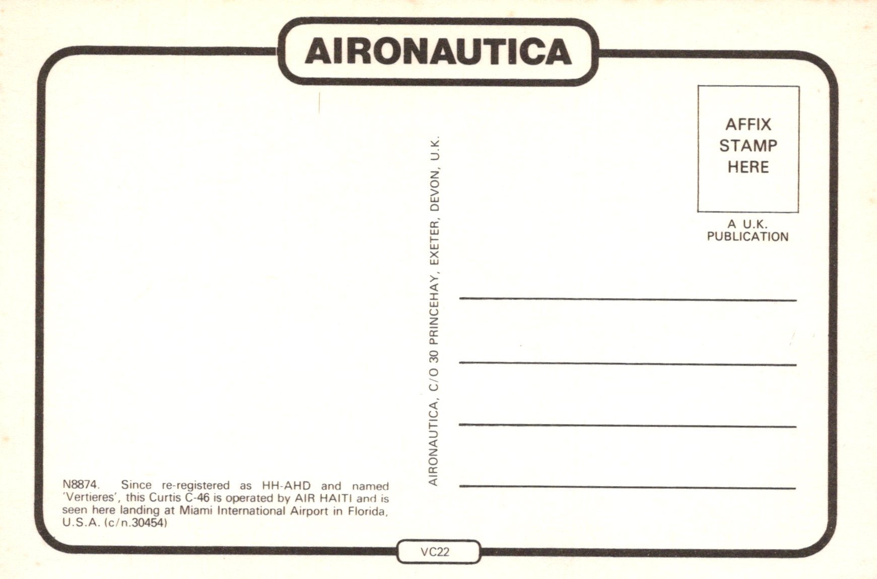 Aironautica air mail envelope with text and stamps section.