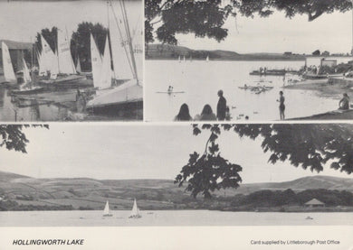 Collage of scenes from Hollingworth Lake featuring sailboats and people on a lake.